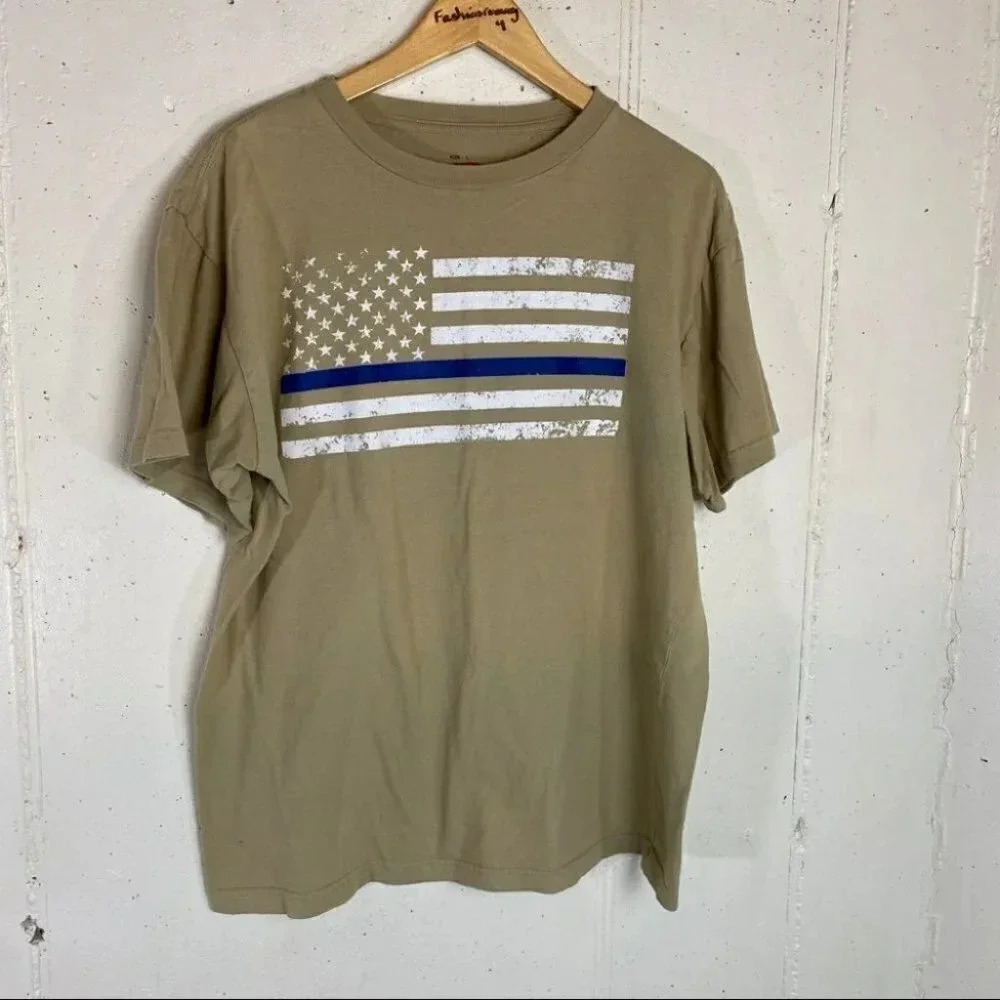 Rothco L tan blue line‎ graphic T-shirt